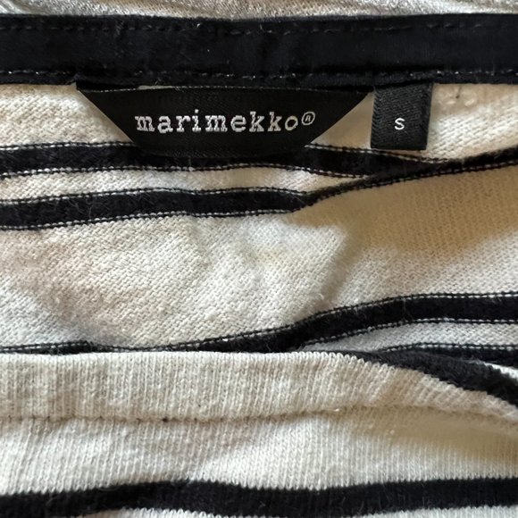 Marimekko Boat Neck Tunic Top Black White Stripe Tie Sides Pullover Shirt Used - Picture 5 of 7